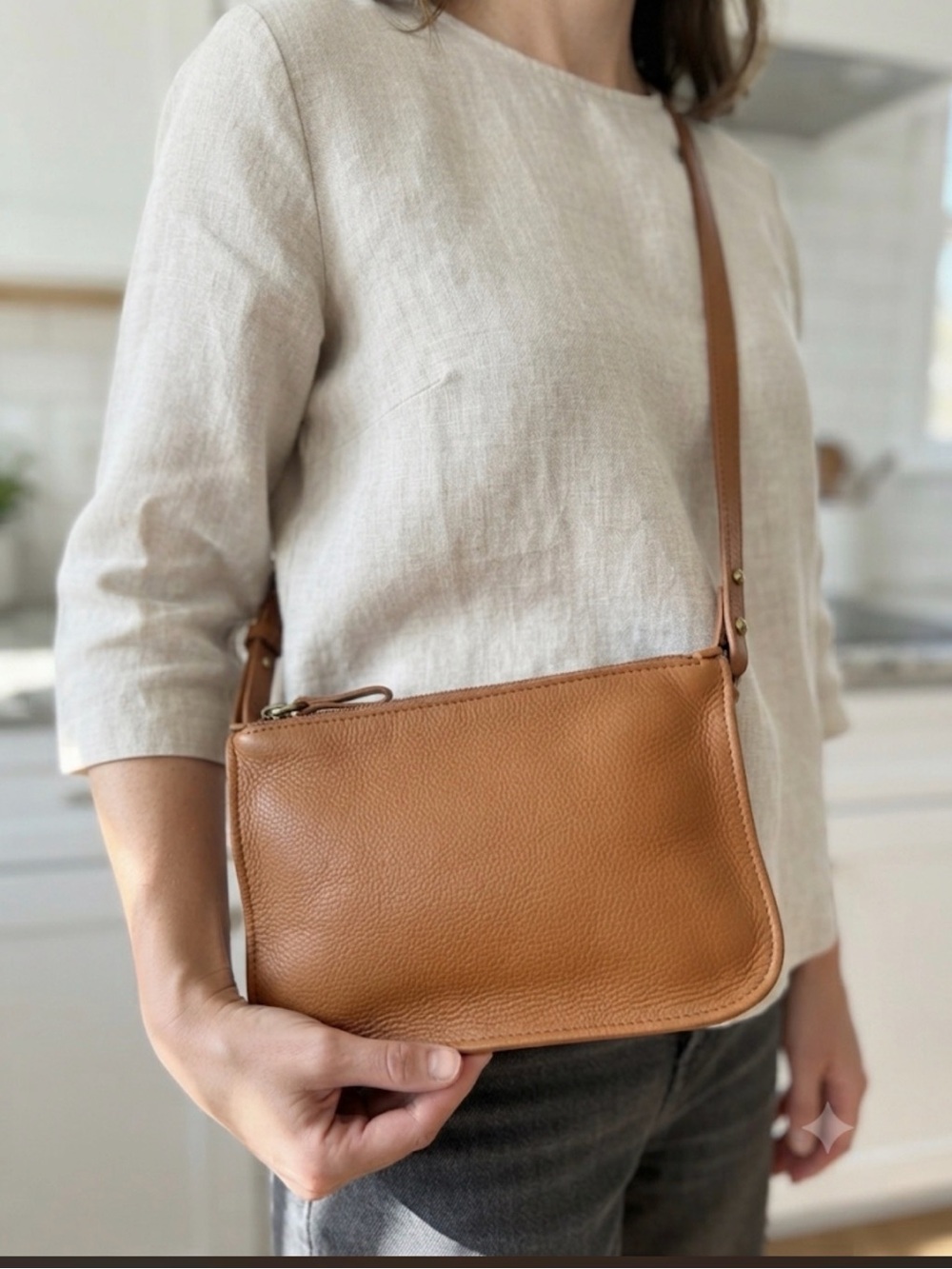 Madewell Tan Leather Crossbody Pouch
